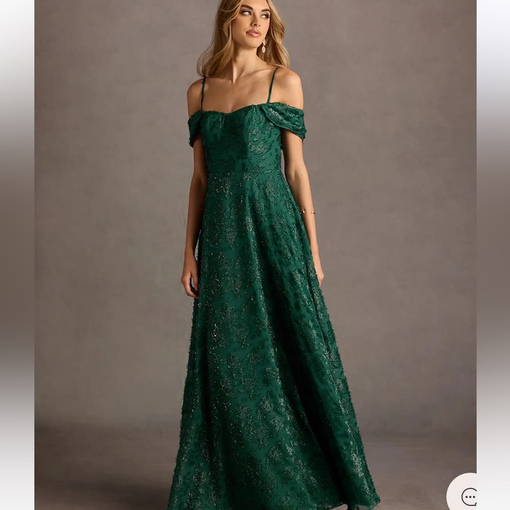 Azazie SAPHIRRA EMERALD OFF SHOULDER GOWN